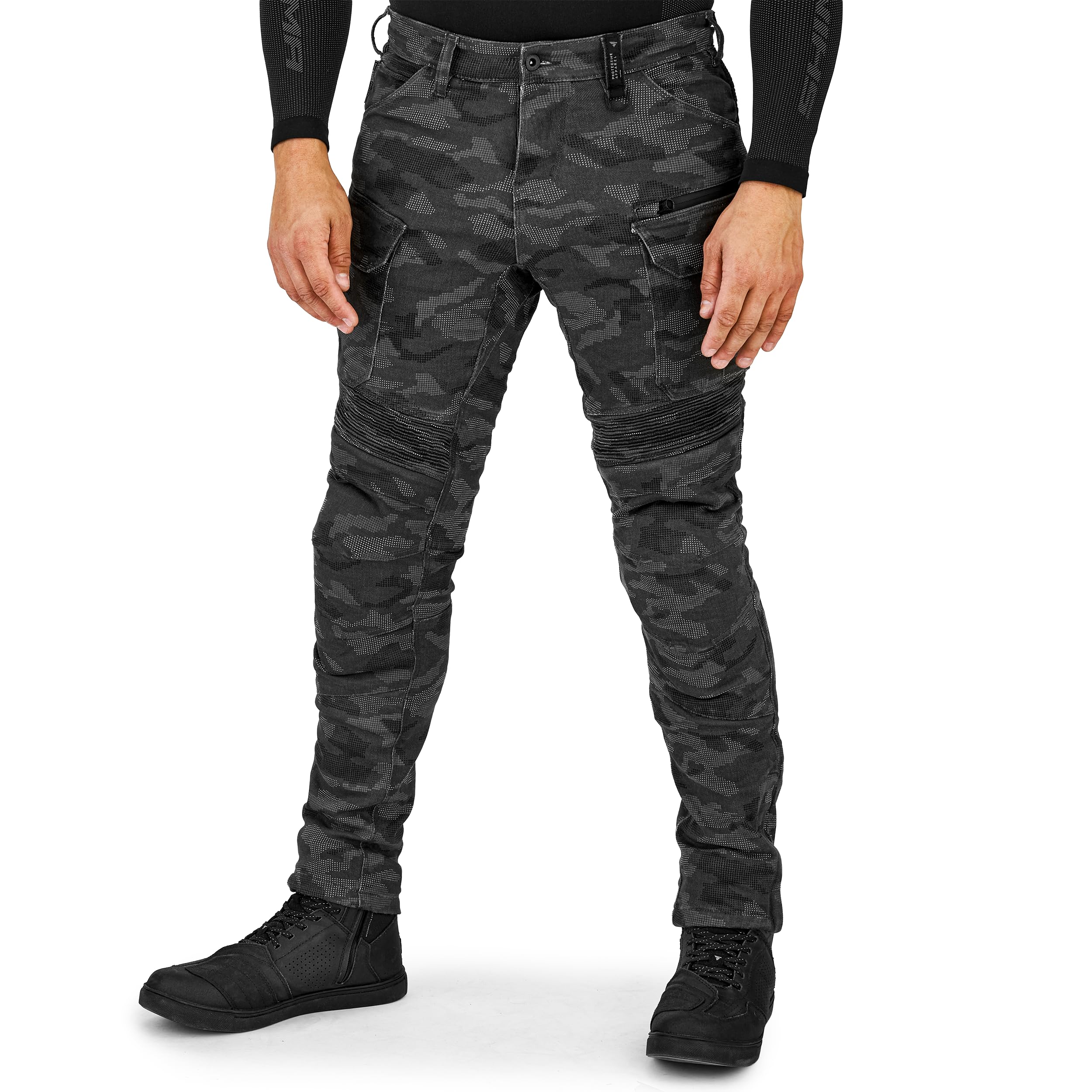 SHIMA Giro 3.0 Motorrad Hose Herren mit Protektoren AirForce Knieprotektoren Motorradhose Kurzgrößen Hosen für Mann Protektorenhose Textilhose Urban Stretch Cargohose Lang (Männer, Camo, 32/34) 2