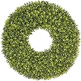 DDHS 24''Boxwood Wreaths for Front Door,Artificial Spring Wreaths for Farmhouse Wedding Green Year Round Indoor Outdoor for Fall Summer Christmas Wreath Home Decorations-Green