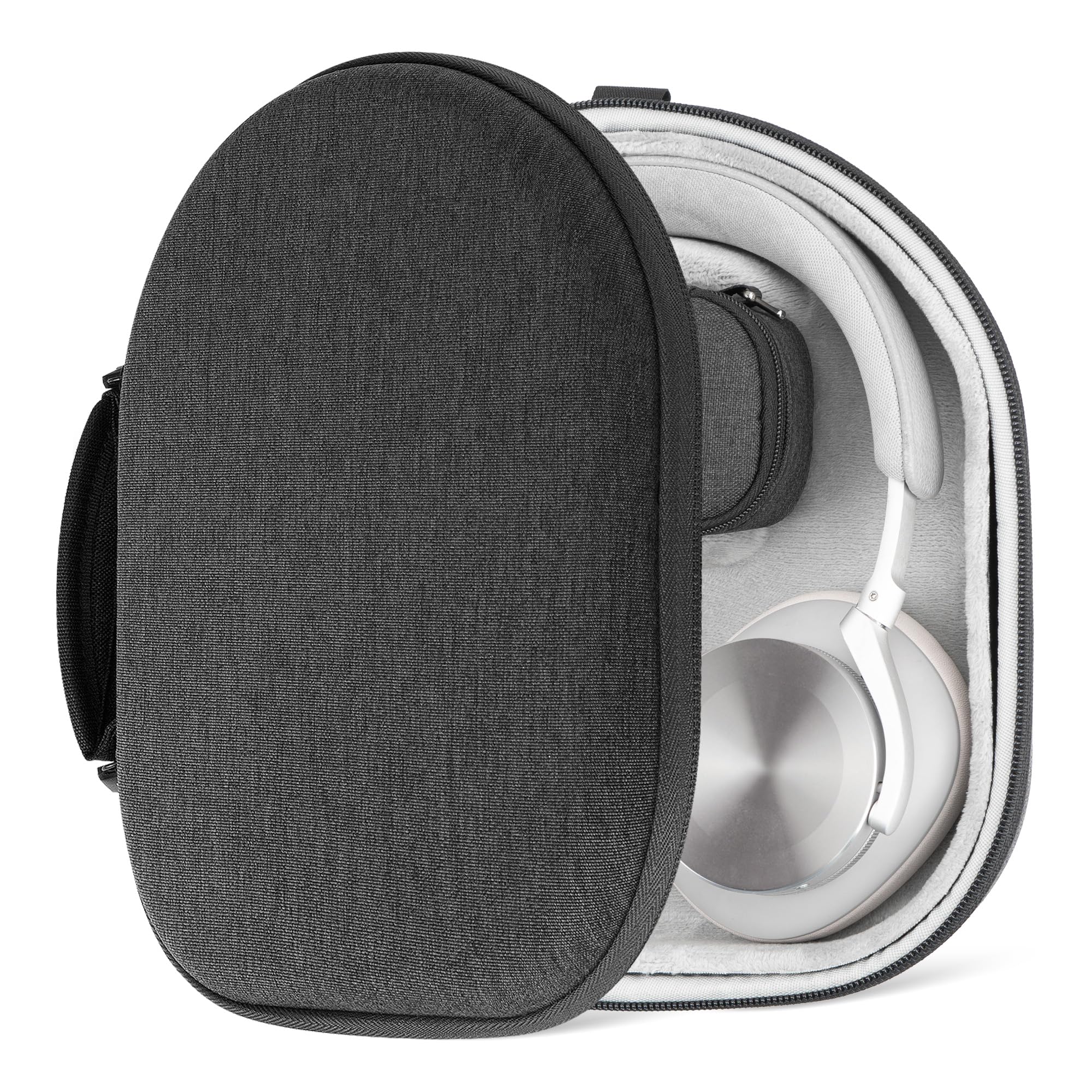 Geekria Shield Headphones Case Compatible with Bang & Olufsen Beoplay HX, H100, H95, H9 3rd Gen, H9i, Beocom Portal, Replacement Hard Shell Travel Carrying Bag with Cable Storage (Dark Grey)