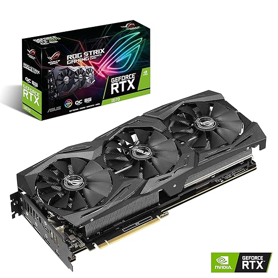 Asus ROG-Strix-RTX2070-O8G-Gaming Grafikkarte (Nvidia, PCIe 3.0, 8GB DDR6 Speicher, HDMI, Displayport, USB Type-C)