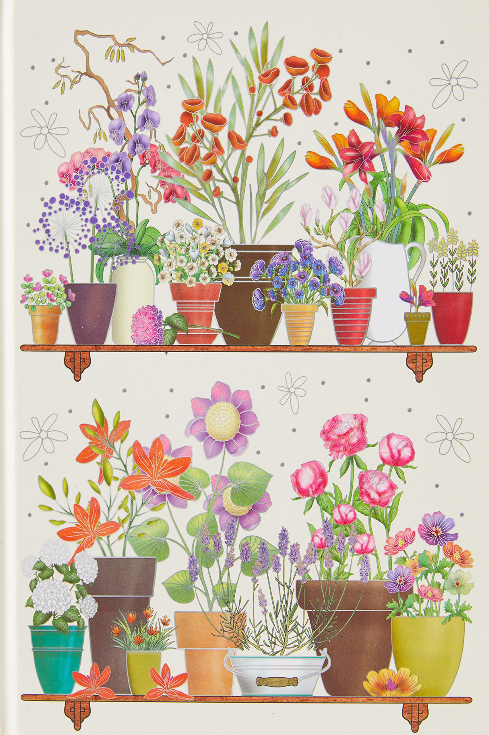 A5 Casebound Notebook - Flower Pot Design - 120 Pages - Ruled & Silk Ribbon - Size - 210mm x 148mm