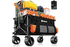 Originsure 220L Collapsible Wagon Cart Foldable, 460LB Load Capacity Heavy Duty Folding Beach Wagons with Big All-Terrain Whe