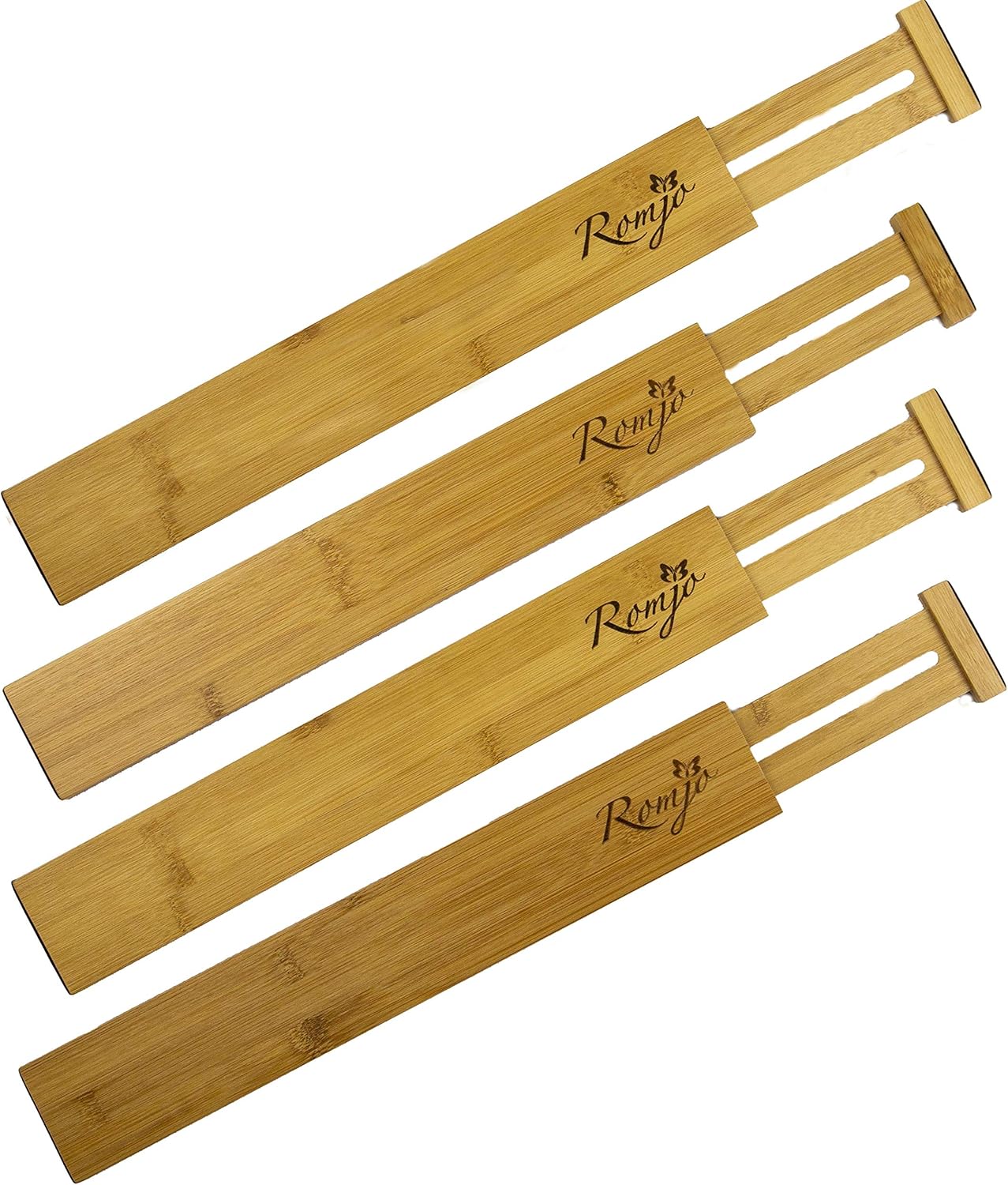 Amazon Com Romjo Natural Bamboo Drawer Dividers Kitchen Drawer