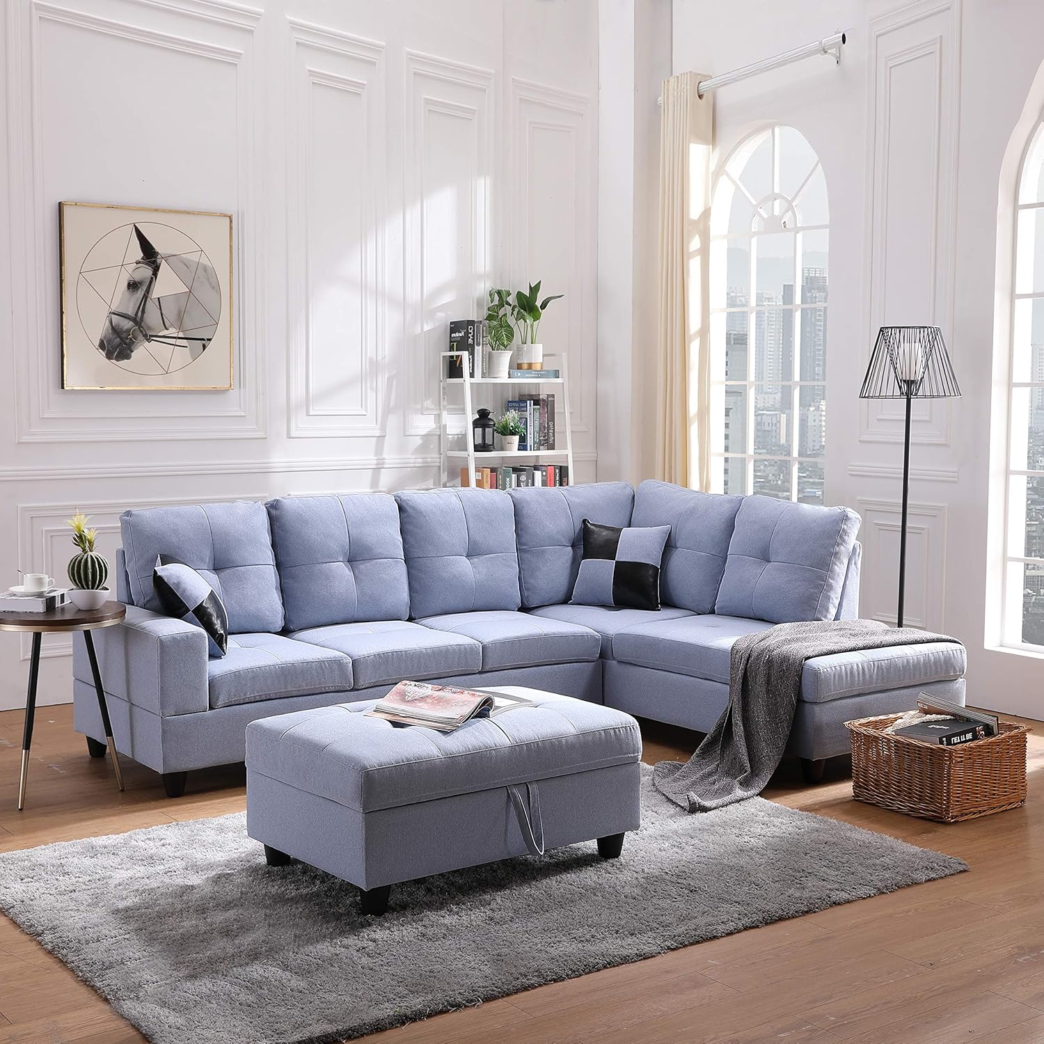 SSLine Sectional Sofa Couch, Modern LShaped Sectional Sofa Set with Reversible