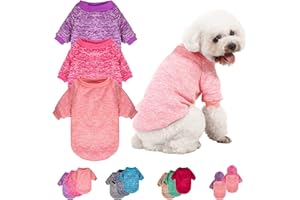 MOIRIG 3 Pack Dog Sweater, Dog Sweaters for Small Dogs, Warm Soft Pet Clothes for Puppy, Medium Large Cat, Dogs Girl or Boy, Dog Shirt for Winter Christmas (Pink+Purple+HotPink, Small)