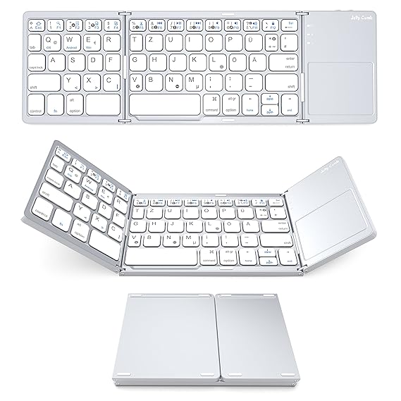 Bluetooth Tastatur mit Touchpad, Jelly Comb Faltbare Dreifach Kabellos Ultra Dünn Ultra-Slim Tragbare Bluetooth 3.0 Tastatur 