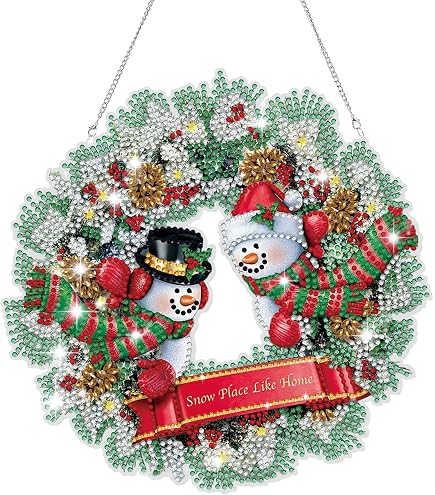 Christmas Diamond Art Hanging Kit – Snowman Crystal Gem Painting Pendant For Adults, DIY Ornament For Home Decor - View #4