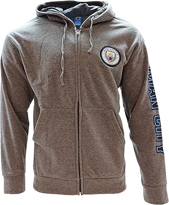 Amazon Com Manchester City Zip Up Track Jacket Hoodie Men Gray Official Licensed Clothing