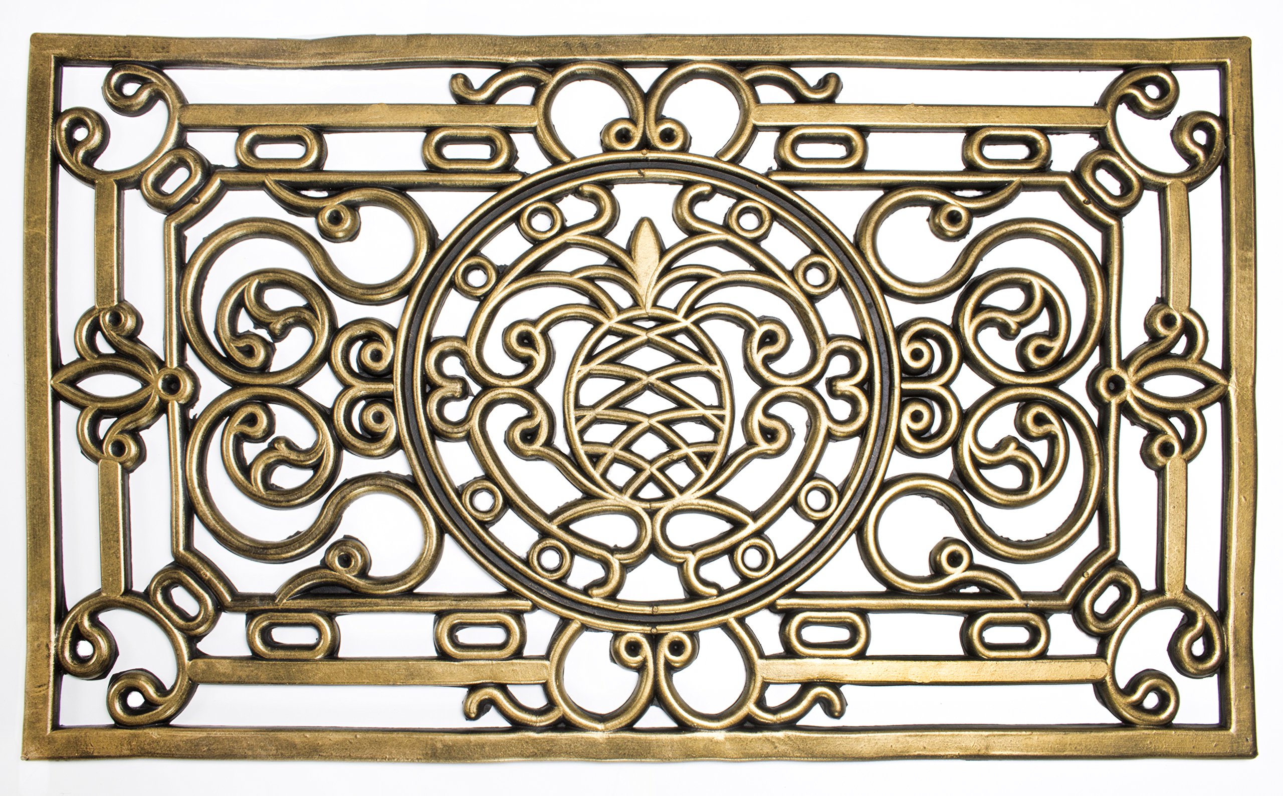 andiamo Nabucco Doormat Easy-Care Non-Slip Rubber Door Mat 45 x 75 cm Square Gold