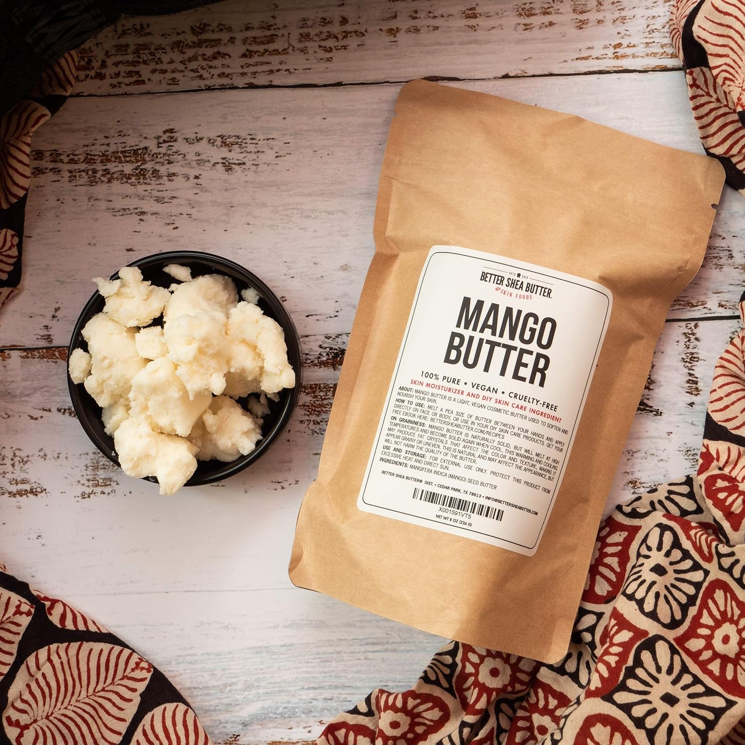 100% Pure Mango Butter - Can Substitute Shea Butter in Soap and Lotion Recipes - Moisturizing, Scent-free, Hexane-free - 8 oz by Better Shea Butter : Beauty