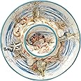 Coastal Landscape Ceramic Chip & Dip Platter – 13.5" Round Server with Shorebirds Illustration, Ocean-Inspired Tableware for Chips & Salsa, Crudités, Seafood, Crackers, Appetizers