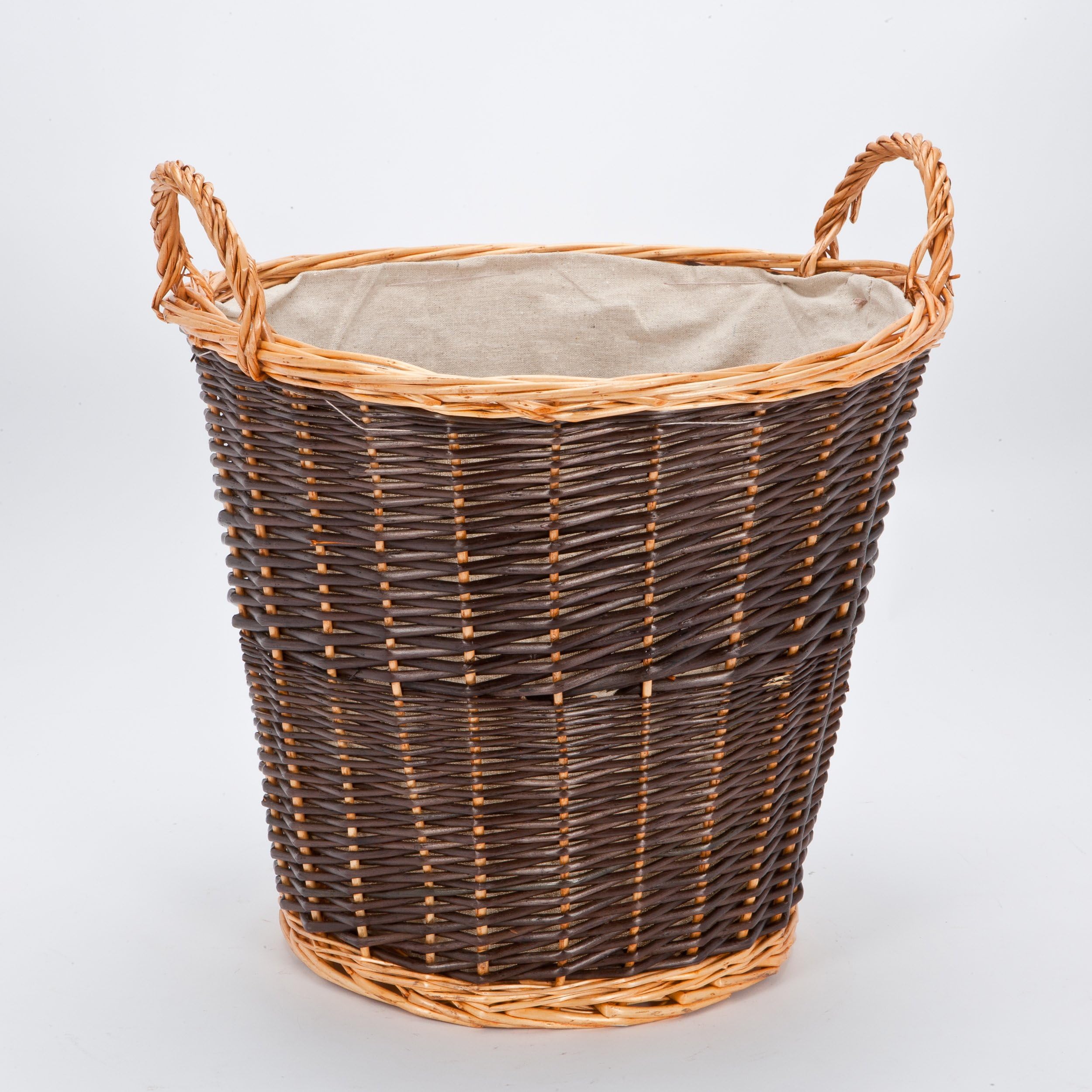 BlueBoxInnovations RUSTIC Circular Wicker Log Basket with Fixed Lining