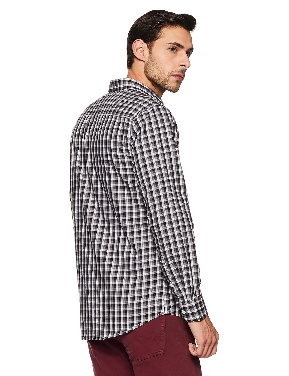allen solly men's checkered slim fit casual shirt