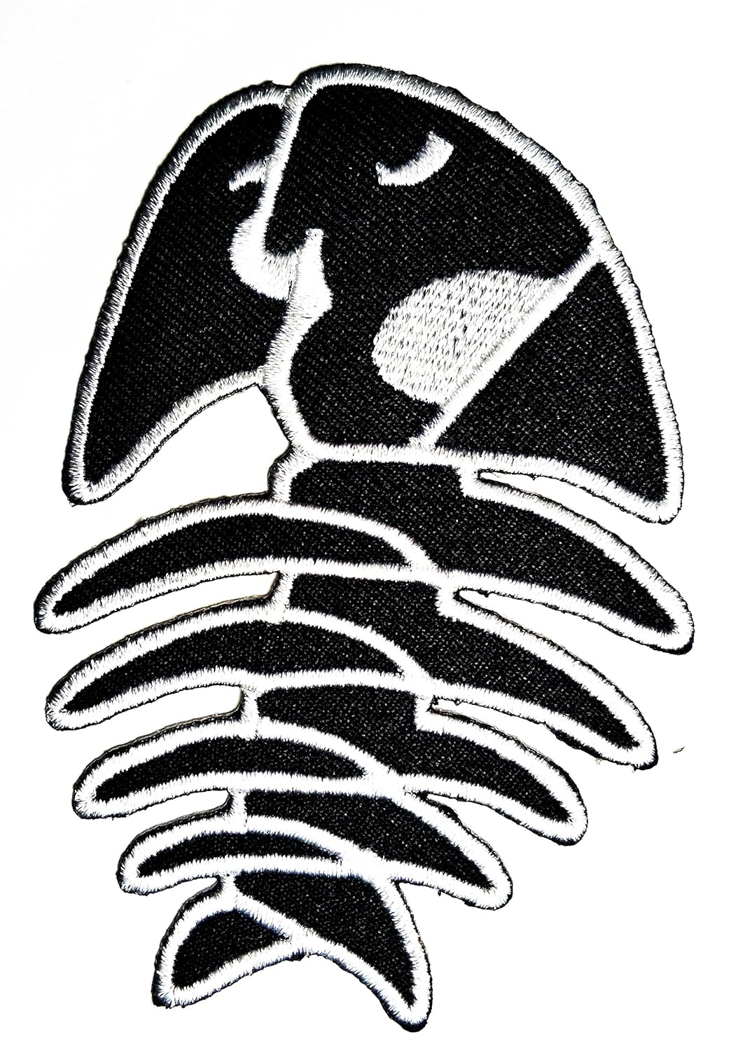 Amazoncom hho black fish skull pirate bone skeleton patch embroidered