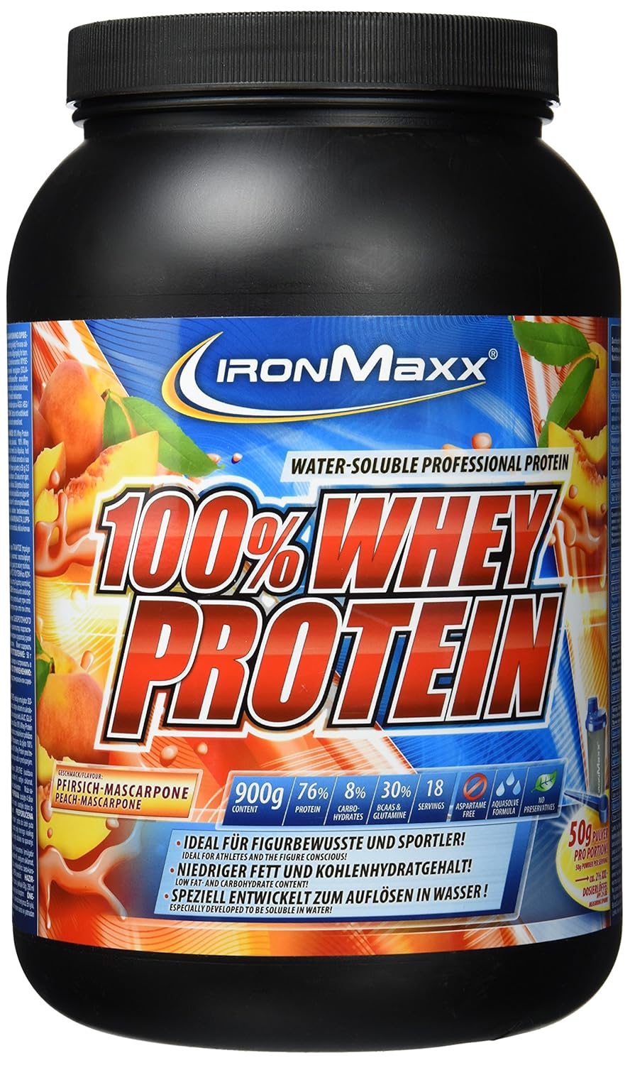 IronMaxx 100 Whey Protein Eiweißpulver auf Wasserbasis Proteinpulver mit Pfirsich