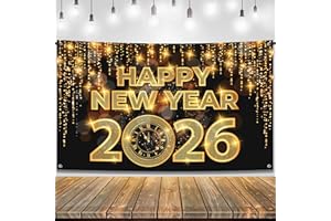 KatchOn, XtraLarge Happy New Year Banner - 72x44 Inch | New Year Backdrop 2026 | New Years Decorations 2026 | NYE Eve Banner For NYE Decorations 2026 | New Years Eve Party Supplies 2026