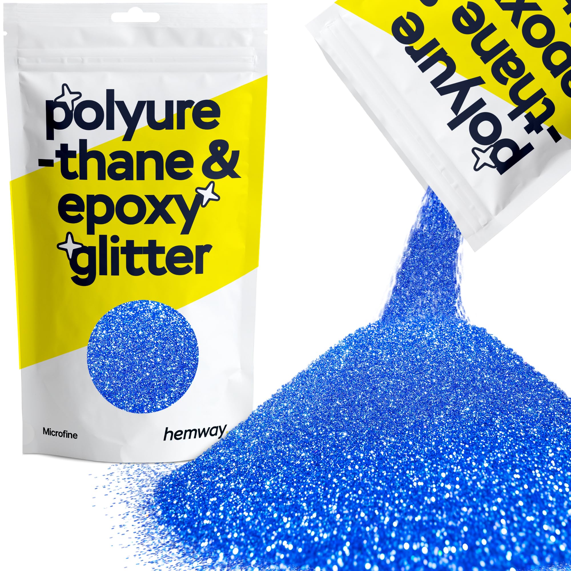 Hemway Resin Glitter Sapphire Blue 100g Microfine | Polyurethane & Epoxy Glitter for Resin Crafts, Tumblers, Coasters, Floor & Table Art