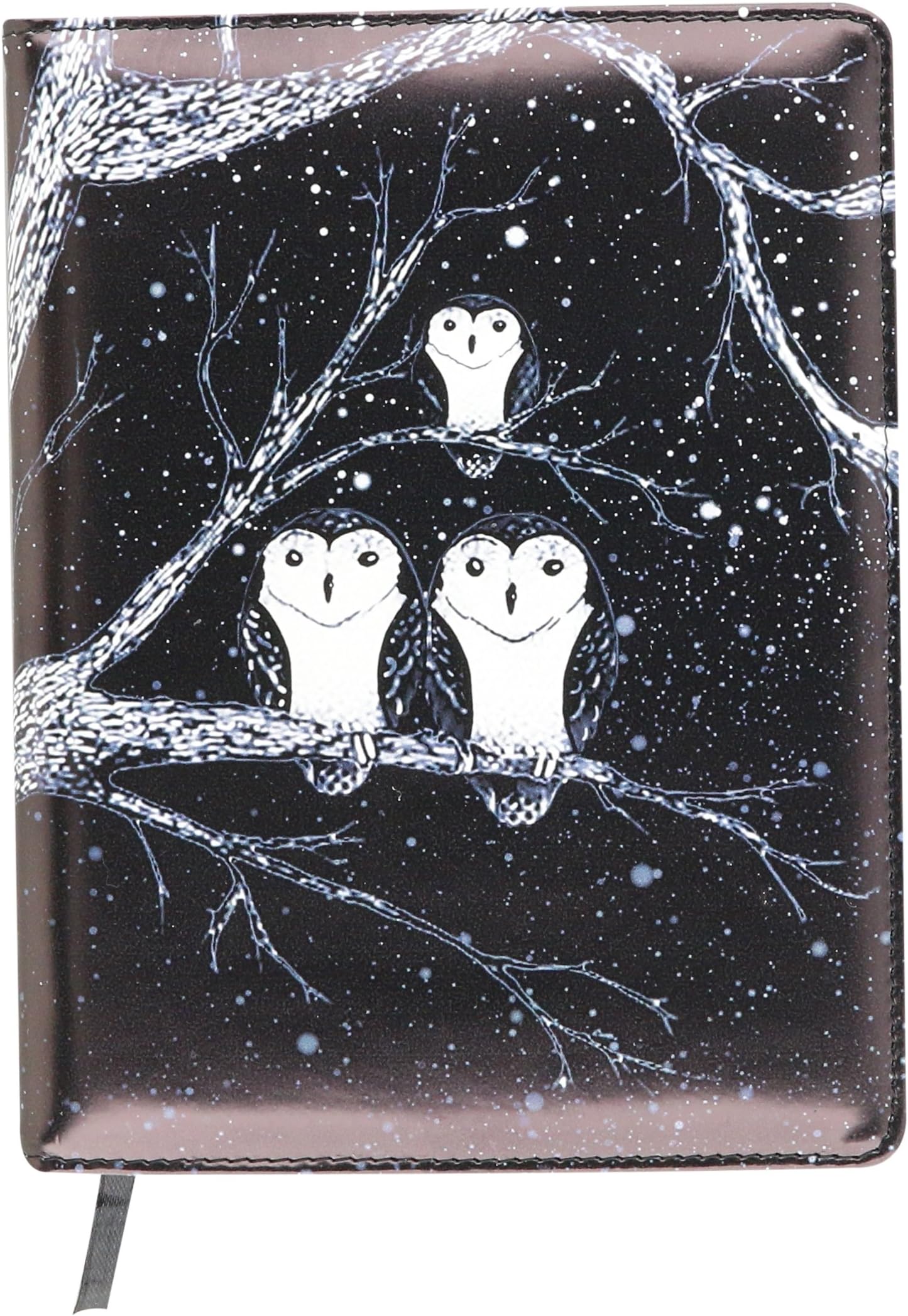 Four Little Owls Weekly Planner Diary - Organiser for Daily Activities - PU Black Leather Cover - for The Whole Year - Non Dated Day - Size 14x18 cm