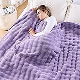 NEWCOSPLAY King Blanket for Couch Lavender Super Soft Flannel Fleece 3D Bubble Lightweight Bed Blanket All Season Use (Lavender, King(90"x110"))