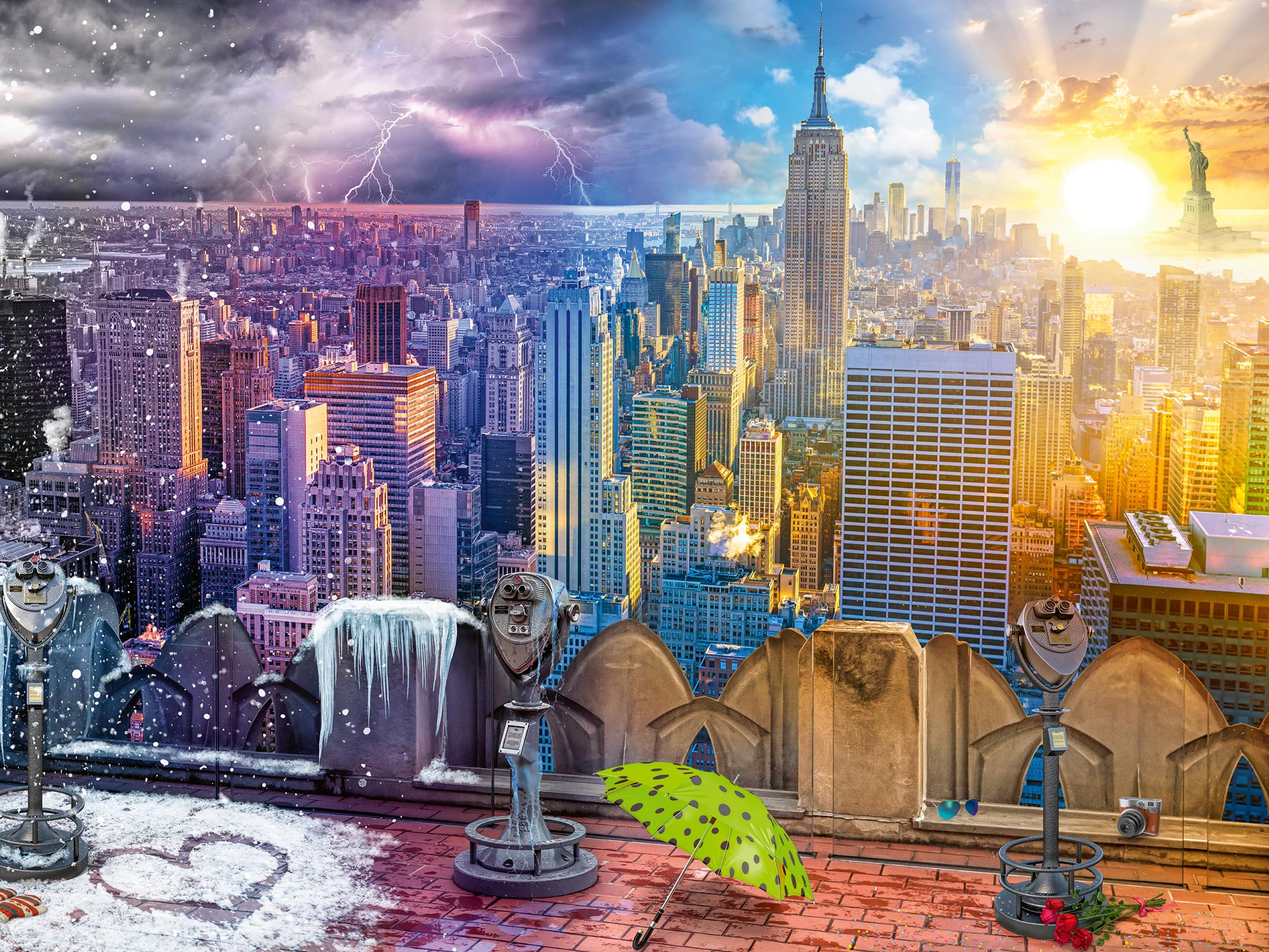 Ravensburger New York Summer and Winter 1500 Piece Jigsaw Puzzles for Adults and Kids Age 12 Years Up