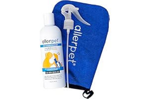 Allerpet Multi-Pet Dander Remover with FREE Application Mitt & Sprayer - Best Pet Dander Remover for Allergens - For Dog/Cat Dry Skin Treatment - Made in USA - (12oz)