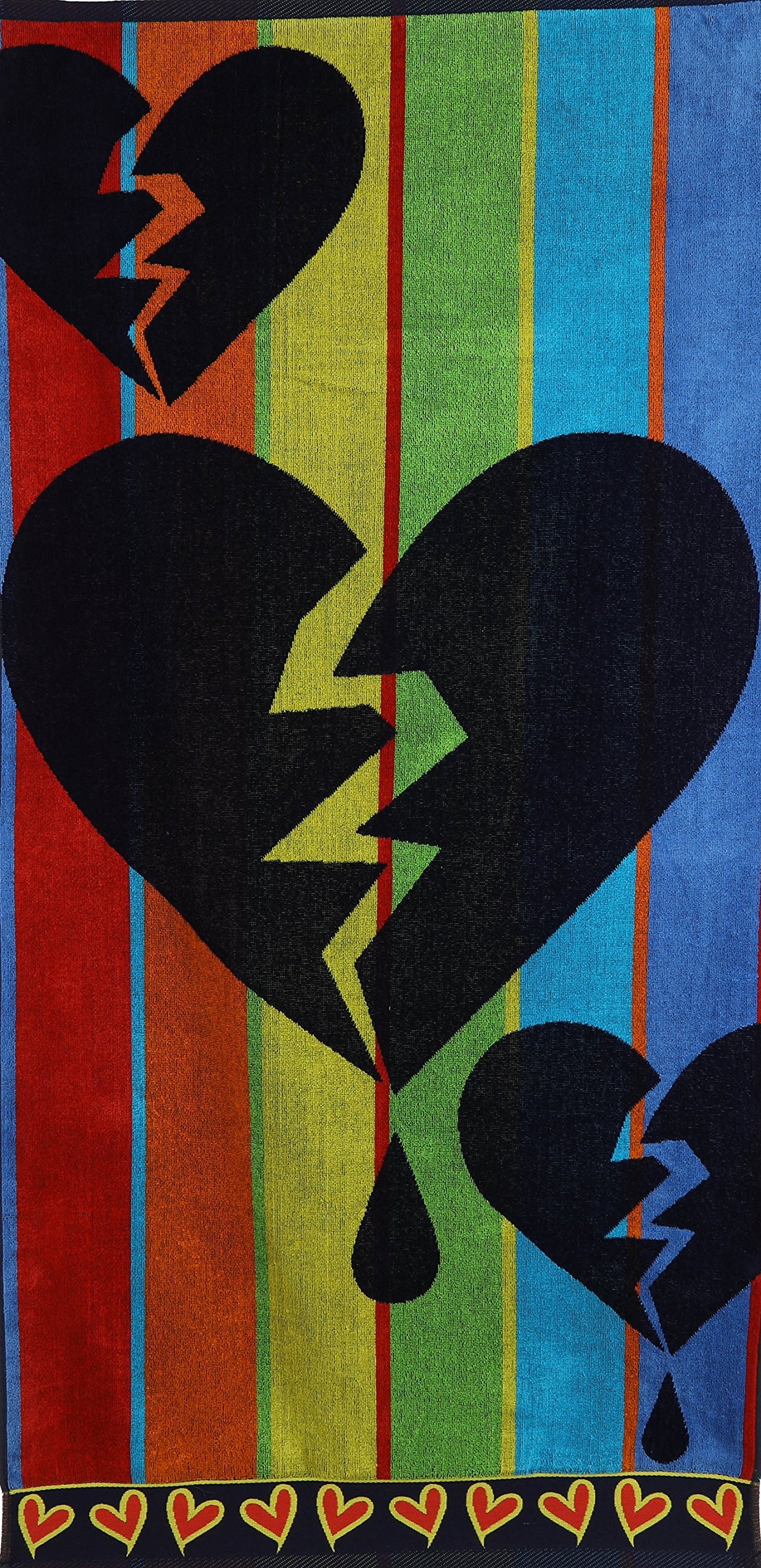 Betz Extra Large Velours Beach Swimming Towel 100% Cotton size: 70x140 cm colourful design HEARTS