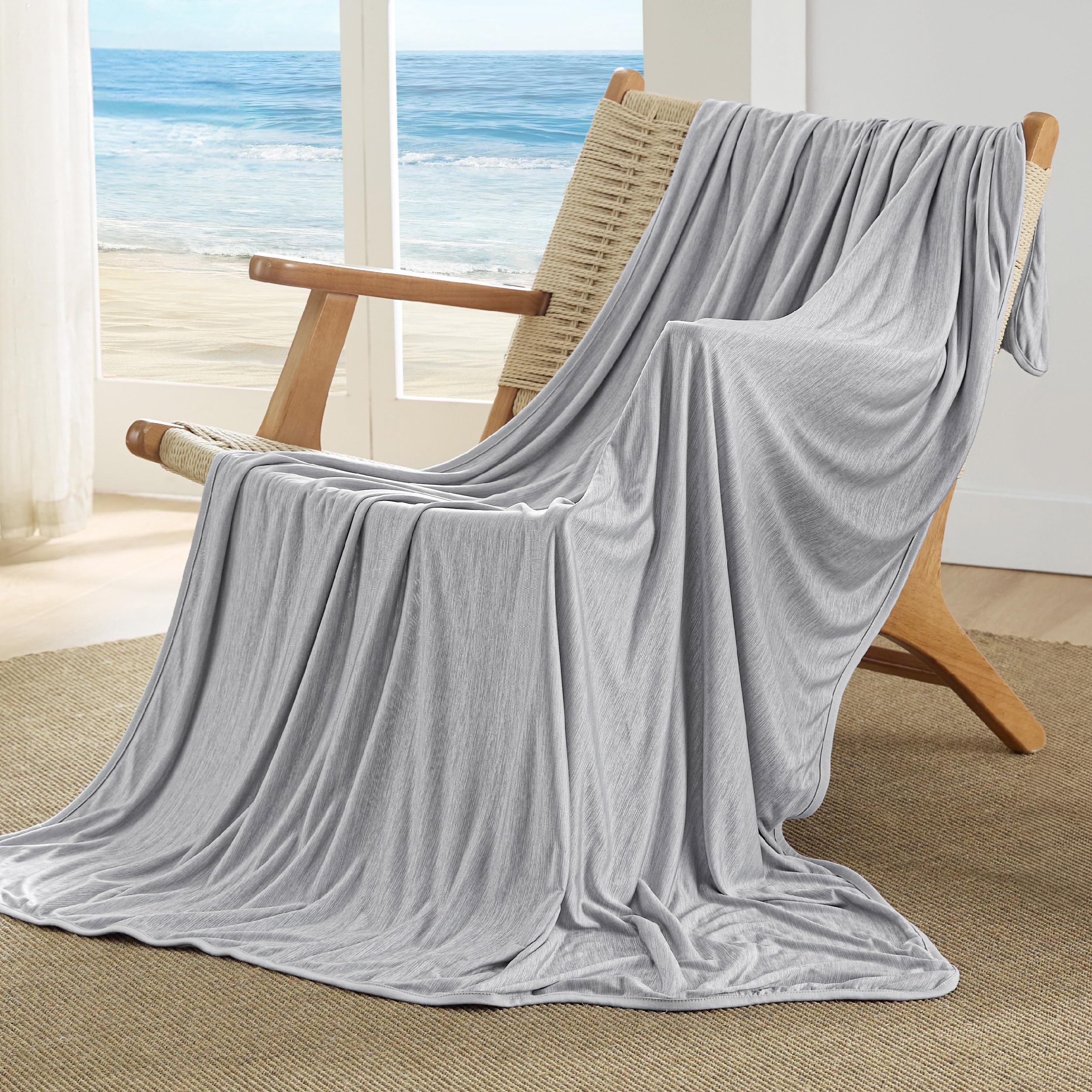 Photo 1 of Bedsure Light Grey Cooling Blanket for Hot Sleepers - Summer Cold Throw Blanket for Bed, Arc-Chill Lightweight Summer Bedding, Cool Thin Ice Cold Cooled Throws with Rayon Derived from Bamboo, 50x70