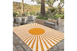 Anidaroel Outdoor Area Rug for Patio Clearance 6X9ft Waterproof, Reversible Plastic Straw Rug Outside Rug, Stain & UV Resistant RV Mat for Camping, Porch, Balcony, Pool Deck, Backyard(Orange,6‘x9')