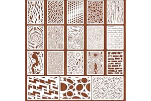 18 Pcs Stencils for Painting Reusable Layering Templates Featuring Abstract Geometric Wood Grain Brick Wall and Floral Textur