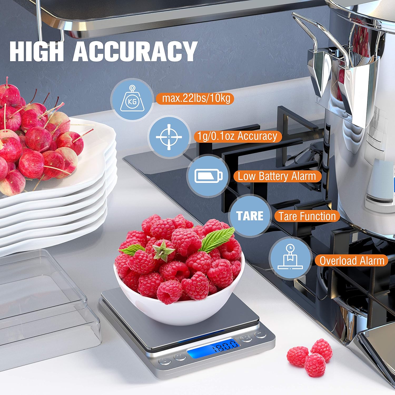 [Upgraded 2020 Version] Food Digital Kitchen Scale, Multifunction Scale Measures in Grams and oz for Cooking Baking, 1g/0.1oz Precise Graduation, Coffee Scales Grams Mutritional Calculator: Industrial & Scientific