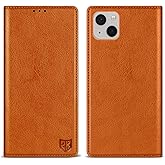 ZZXX for iPhone 15 Wallet Case with [RFID Blocking] Card Slot Stand Strong Magnetic Leather Flip Fold Protective Phone Case for iPhone 15 Case Wallet(Brown-6.1 inch)