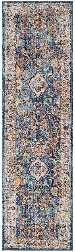 Safavieh Teppich Polyester Blau/Hellgrau 62 x 240 cm