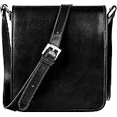 Time Resistance Italian Leather Messenger Bag for Men - Full Grain Leather Men's Crossbody Bag - Tablet Sized Shoulder Bag