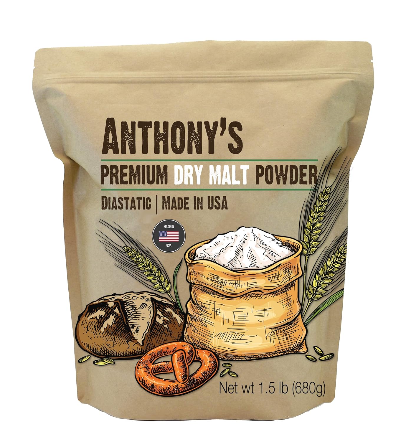 Anthony S Diastatic Dry Malt Powder 1 5 Lbs Hergestellt In Den Usa Diastatic Malted Barley Flour Amazon De Grocery