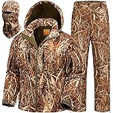 NEW VIEW Camo Hunting Clothes for Men, Quiet Warm Fleece Lining, Cold Weather Deer Hunting Jacket and Pants with Face Mask