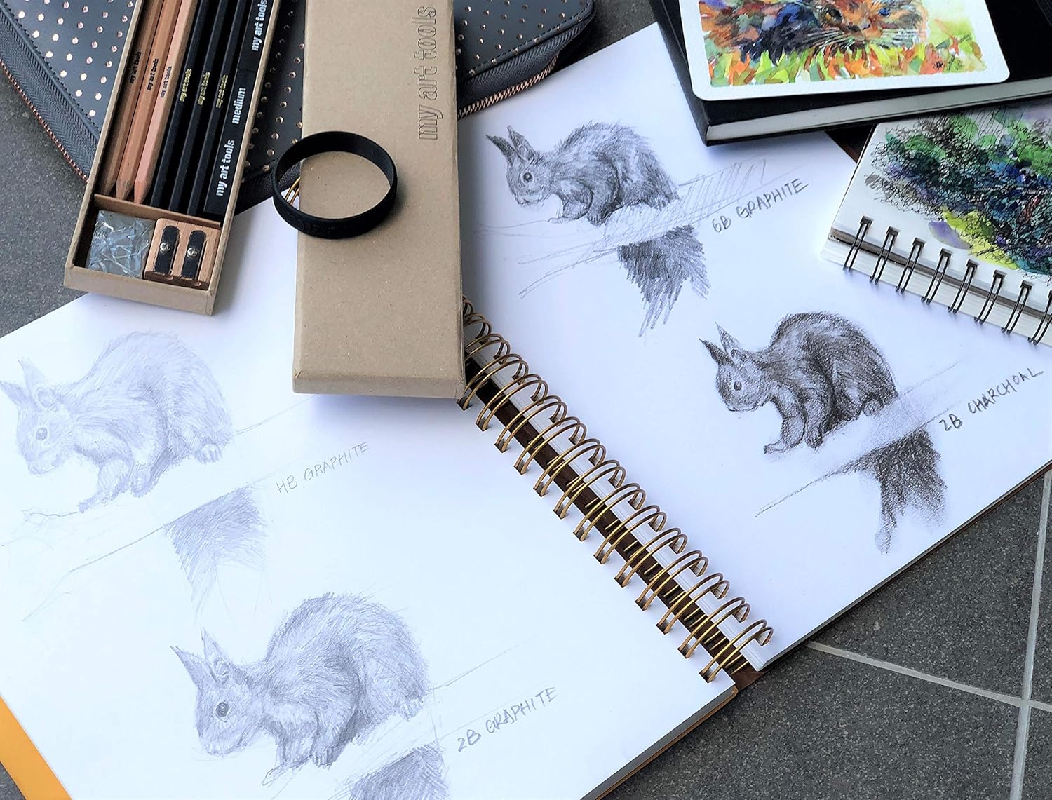 MY ART TOOLS Pencils Sets for drawing and sketching, 10 Pieces EACH kit-Perfect for any aspiring artist-Include Graphite and Charcoal pencils, Compressed Sticks and Sharpener, in 2 non plastic boxes : Office Products