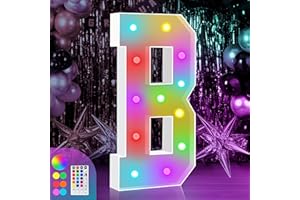 ZEELY 4FT Colorful Marquee Light Up B, Big Baby Letters for Shower, Marry Me Sign, Name for Wedding Party Decoration, Cardboard, 18 Color Modes With Remote