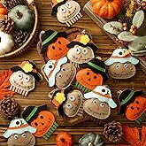 Simgoing 12 Pcs Thanksgiving Tree Ornaments 3.9 Inch Fall Felt Scarecrow Ornaments Fall Harvest Hanging Decorations for Tree Outside Porch Garden Home Yard Thanksgiving Decor