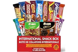 Eastanbul International Snack Box, 15 Full-Size Chocolate Assortment Bars, Turkish Exotic Snacks, International Snacks, Choco