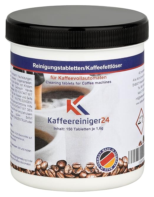 K Kaffeereiniger24 I 150 Reinigungstabletten für Kaffeevollautomaten je 1,6g - Hochwertige Reinigungstabs geeignet für Jura, 