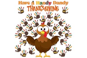 B1ykin 78Pcs Thanksgiving Thankful Hands Turkey Bulletin Board Decoration, Big Size Turkey and Handprint Cutout Door Decor, Elementary Kindergarten Preschool Chalkboard Wall Decorations Supplies
