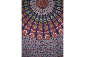 India Arts Sanganeer Indian Tapestry Cotton Bedspread 110" x 110" King Multi-Color