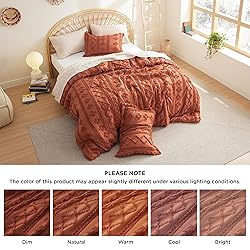 Bedsure Tufted Boho Comforter Set Twin - Terracotta