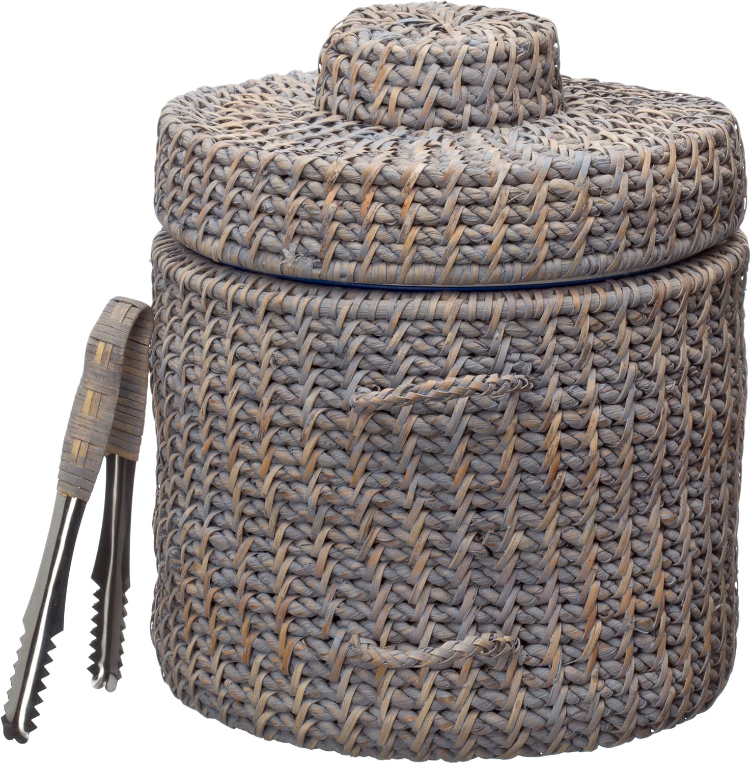 Amazon Com Zodax Islamorada Hamilton Rattan Ice Bucket With Tongs Kitchen Dining