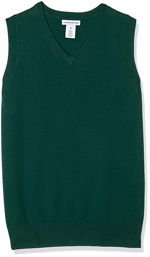 Amazon Essentials Toddler Boys' Uniform Cotton V-Neck Sweater Vest, Green, 4T