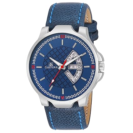 Blue Day And Date Strap Mens Watch -1109