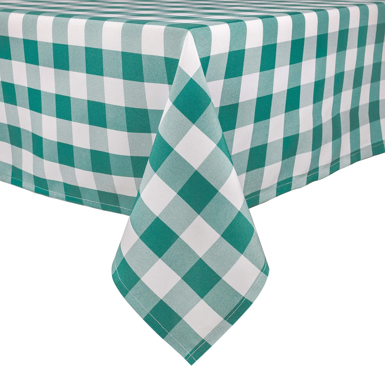 Green Checkered Tablecloth,Rectangle/Oblong,YarnDyed Plaid