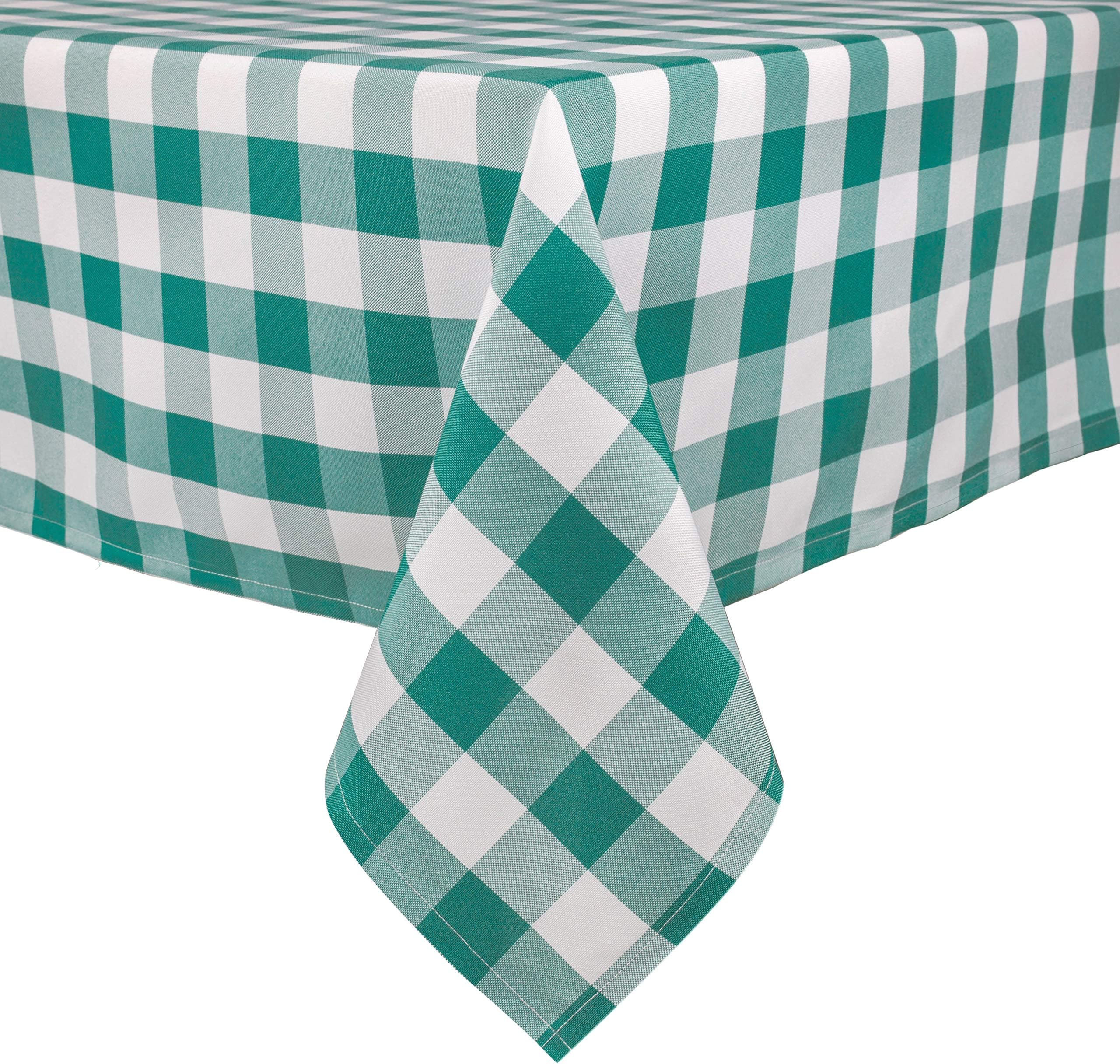 Green Checkered Tablecloth,Rectangle/Oblong,60 x 120 Inch,Yarn-Dyed Plaid,Table Cloth for Indoor Outdoor Picnic Party Banquet,Easy Care Washable Table Cover