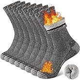 COOPLUS Merino Wool Hiking Socks for Men Thermal Warm Cushion Crew Winter Work Boot Socks (4 Pairs)