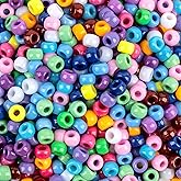 1000 Pcs Pony Beads Bulk - Plastic Bracelet Beads Sukh 6x9mm Pony Bead for Bracelets Making Multi-Colored Bracelet Bead for H